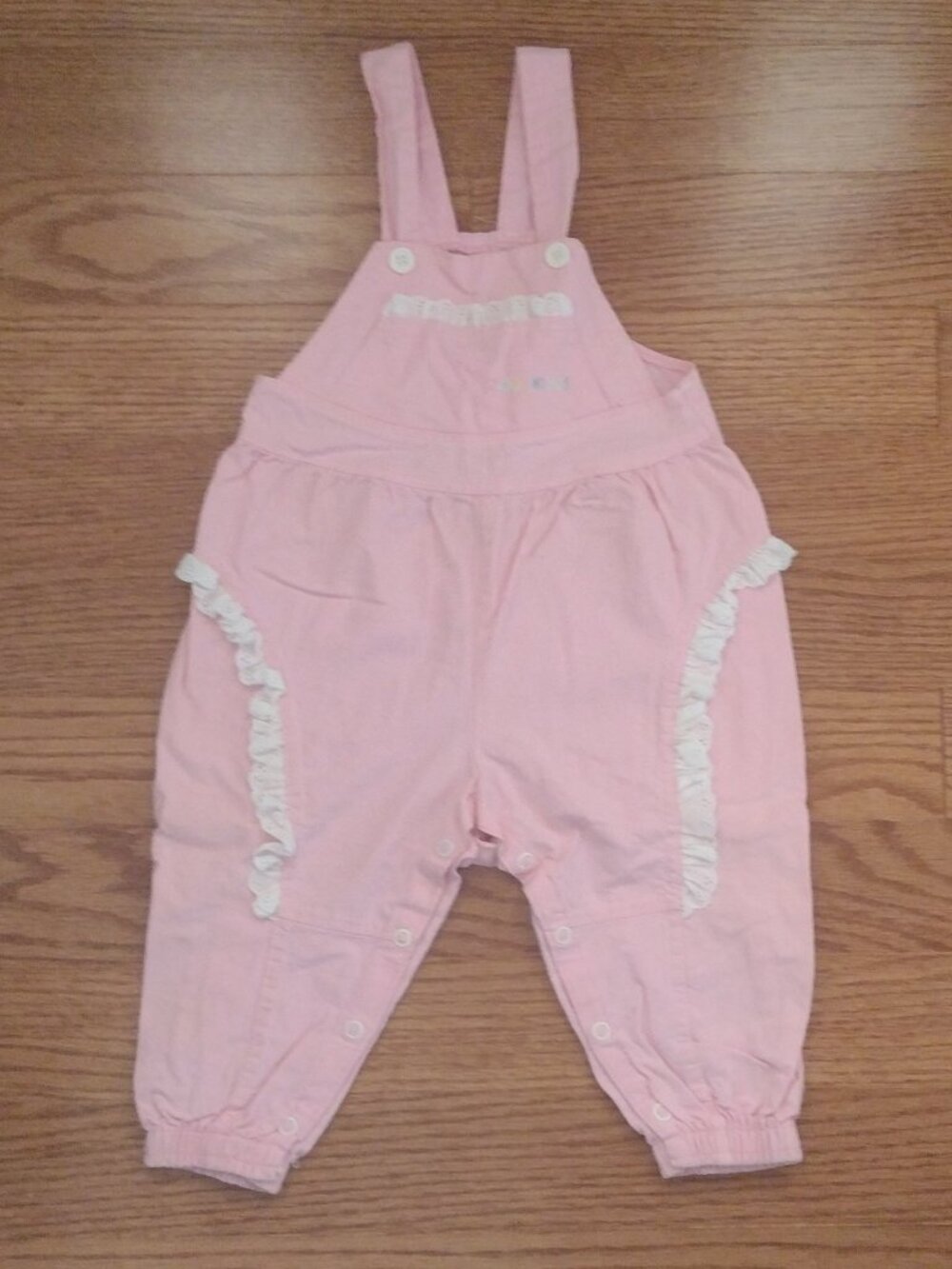 18 Mos | Pastel Cotton Overall with Lace Features | Buster Brown